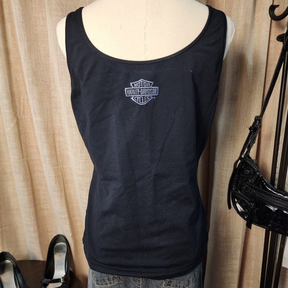 Harley-Davidson Tank Top XL Black Supplex Nylon Lycra Spandex Logo USA Made